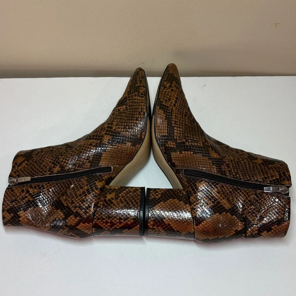 Marc Fisher Women's Snake-Print Pointed Toe Ankle Booties - Brown/Black